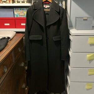 Boden colorblock black and grey midi wool coat size 2